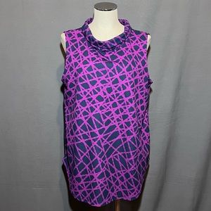 Alfani Mock Neck Geometric Sleeveless Blouse